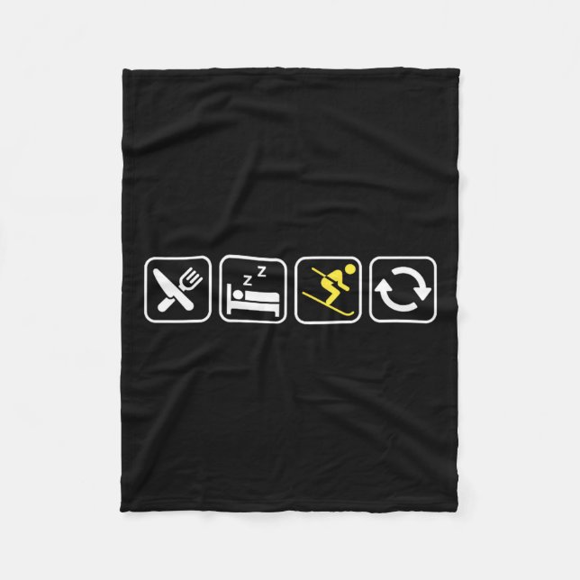 Eat Sleep Ski Repeat _ Skiing Lovers _ Skiers _ Wi Fleece Blanket (Front)