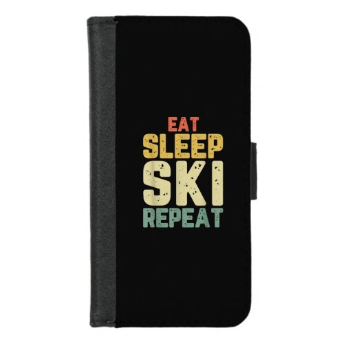 Eat Sleep Ski Repeat Skiing Skier Funny Lover Gift iPhone 87 Wallet Case