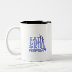 Eat Sleep Ski Repeat Two-Tone Coffee Mug