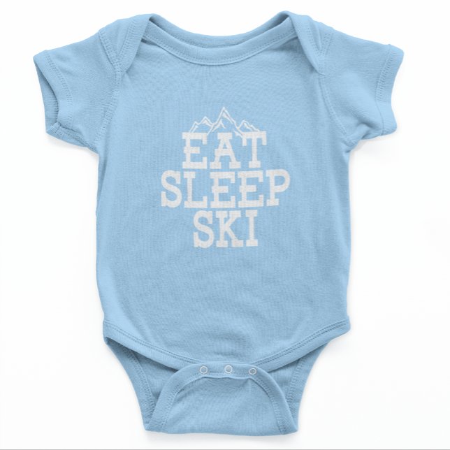 Eat Sleep Ski Winter Gag Baby Shower Baby Bodysuit (Eat Sleep Ski Light Blue Baby Bodysuit)