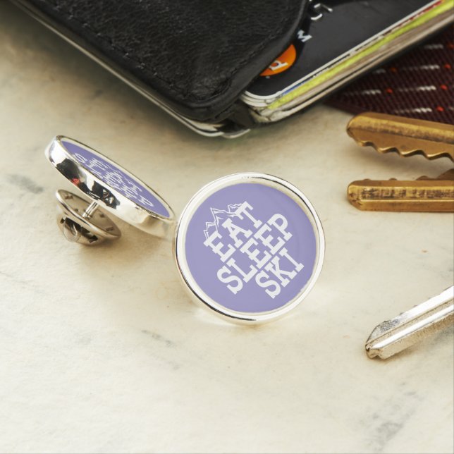 Eat Sleep Ski Winter Sports Novelty Lapel Pin (In Situ)