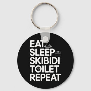 Eat Sleep Skibidi Toilet Repeat Funny Meme Vintage Keychain