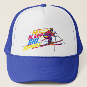 Eat Sleep Sky Repeat Funny Gift For Skiing Lovers Trucker Hat