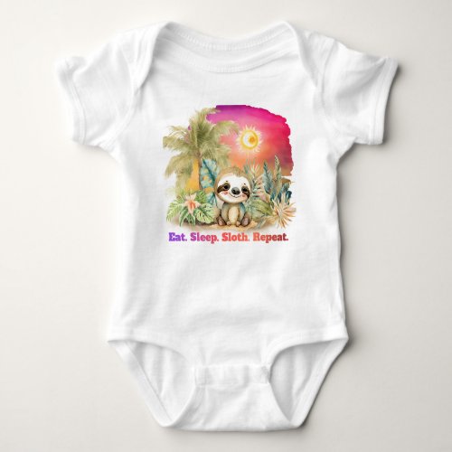 Eat Sleep Sloth Repeat  Baby Bodysuit