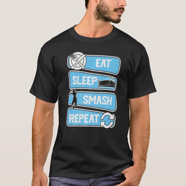 Eat Sleep Smash Repeat Badminton T-Shirt (Front)