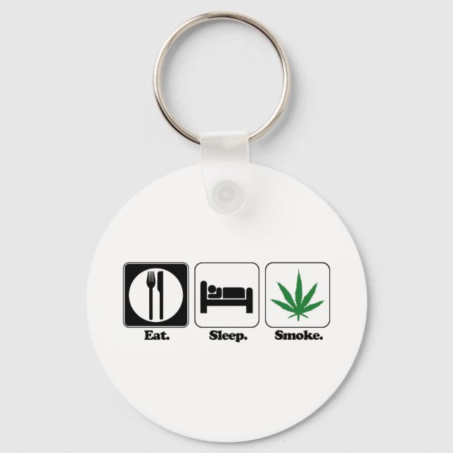 eat sleep smoke pot keychain (Front)