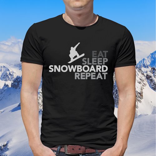 Eat Sleep Snowboard Cool Trendy Gray Typography T_Shirt