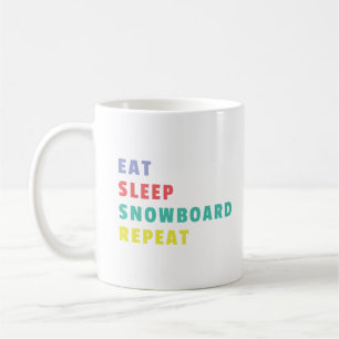 Eat Sleep Snowboard Repeat Colorful Bold Coffee Mug