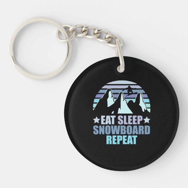 Eat Sleep Snowboard Repeat Keychain (Front)