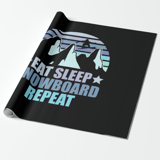 Eat Sleep Snowboard Repeat Wrapping Paper (Unrolled)