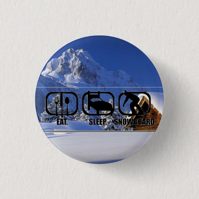 Eat Sleep Snowboard w/ winter wonderland Button (Front)
