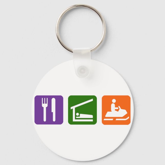 Eat Sleep Snowmobiling Keychain (Front)