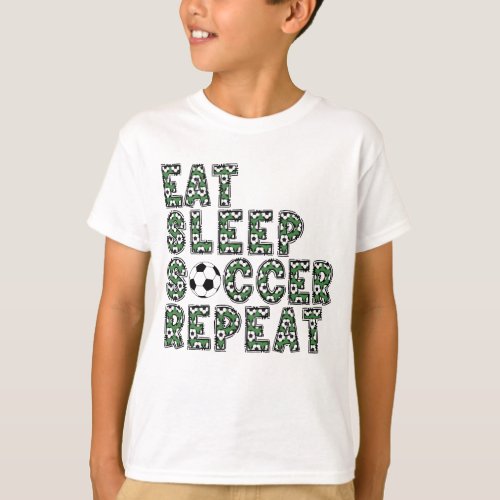 eat sleep soccer repeat boy football Player T_Shirt