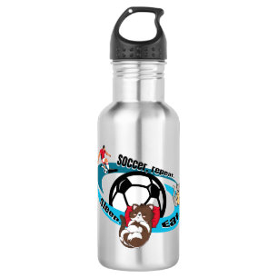 Eat, sleep, soccer, repeat. cartoon soccer stainless steel water bottle