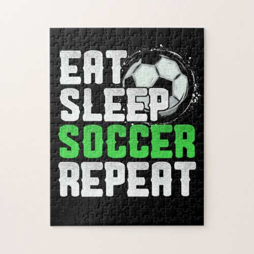 Eat Sleep Soccer Repeat Cool Sport Player Jigsaw Puzzle