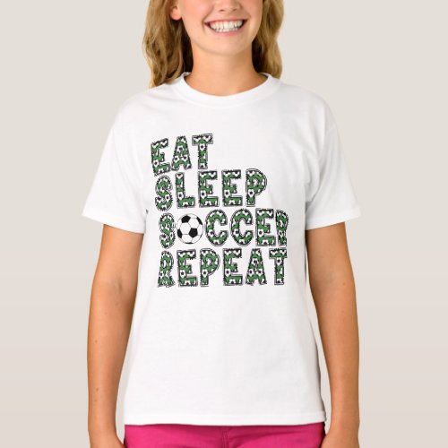 eat sleep soccer repeat daughter football Player T_Shirt