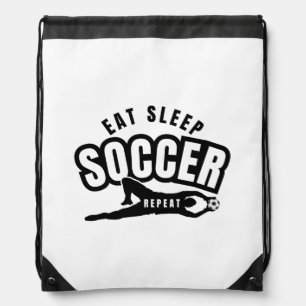 eat sleep soccer repeat drawstring bag