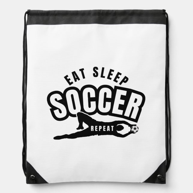 eat sleep soccer repeat  drawstring bag (Front)