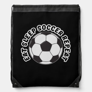 eat sleep soccer repeat drawstring bag