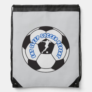 eat sleep soccer repeat drawstring bag