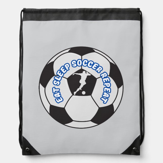 eat sleep soccer repeat  drawstring bag (Front)