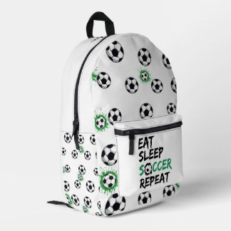 EAT SLEEP SOCCER REPEAT PRINTED BACKPACK
