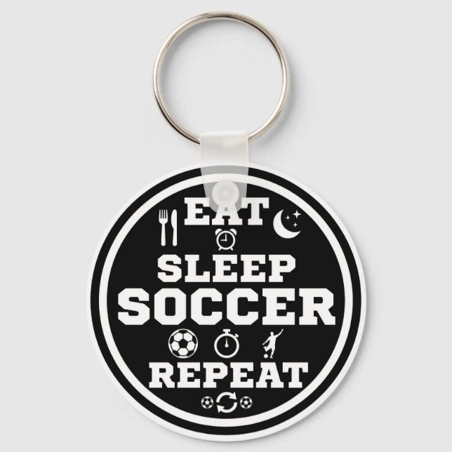 Eat Sleep Soccer Repeat Quote Keychain (Front)