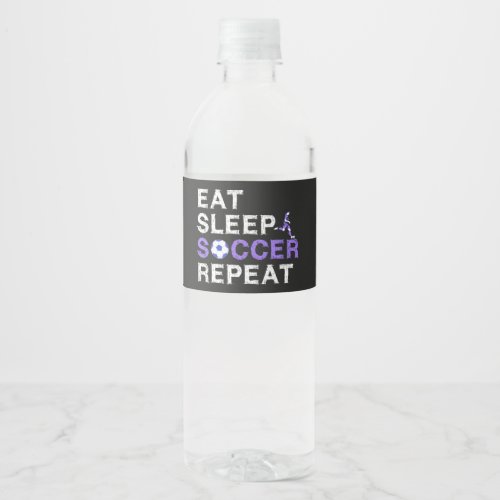 Eat Sleep Soccer Repeat Shirt Cool Sport Player Water Bottle Label