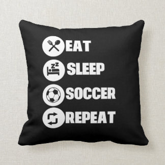 Eat sleep soccer repeat throw pillow