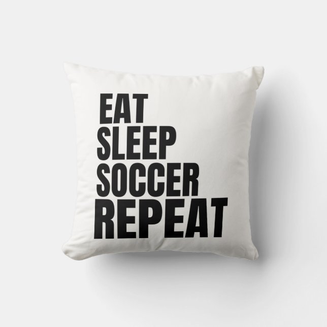 eat sleep soccer repeat throw pillow (Front)