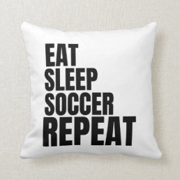 eat sleep soccer repeat throw pillow