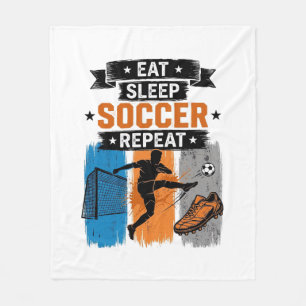 Eat Sleep Soccer Repeat Vintage Soccer Player Shir Fleece Blanket