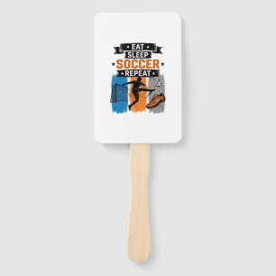 Eat Sleep Soccer Repeat Vintage Soccer Player Shir Hand Fan