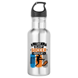 Eat Sleep Soccer Repeat Vintage Soccer Player Shir Stainless Steel Water Bottle
