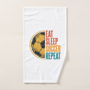 Eat Sleep Soccer Repeat Vintage Soccer Shirt Desig Hand Towel