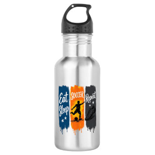 Eat Sleep Soccer Repeat Vintage Soccer Shirt Desig Stainless Steel Water Bottle