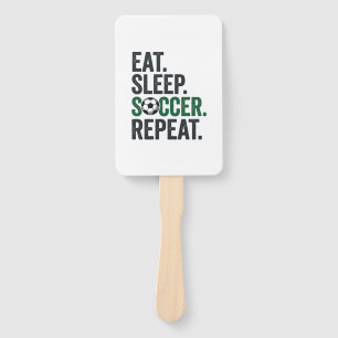 Eat Sleep Soccer Repeat Vintage T-Shirt Design_1 Hand Fan