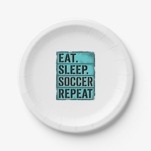 Eat Sleep Soccer Repeat Vintage Typography Shirt ( Paper Plates