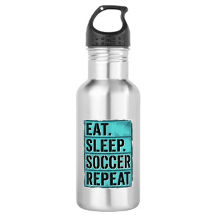 Eat Sleep Soccer Repeat Vintage Typography Shirt ( Stainless Steel Water Bottle