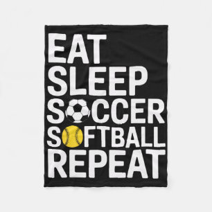 Eat Sleep Soccer Softll Repeat Soccer Players Fan  Fleece Blanket
