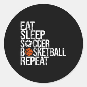 Eat Sleep Softball Basketball Repeat Fun Ball  Classic Round Sticker