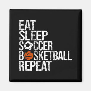 Eat Sleep Softball Basketball Repeat Fun Ball Magnet