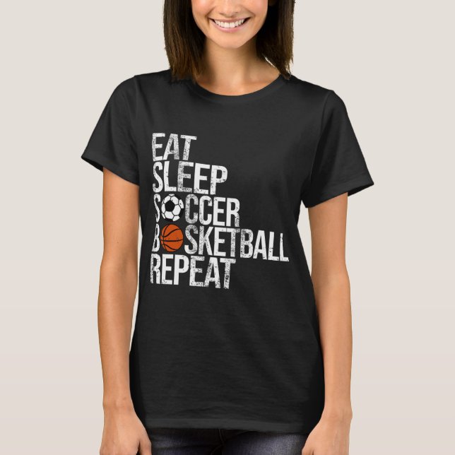 Eat Sleep Softball Basketball Repeat Fun Ball  T-Shirt (Front)