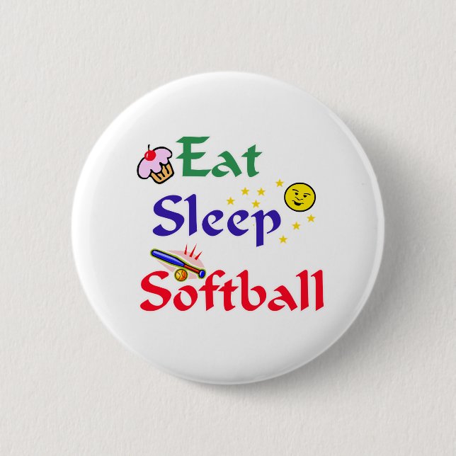 Eat Sleep Softball Button (Front)