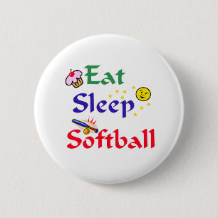 Eat Sleep Softball Button