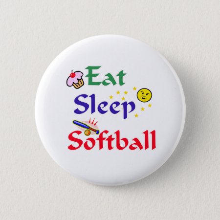 Eat Sleep Softball Button