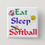 Eat Sleep Softball Button at Zazzle