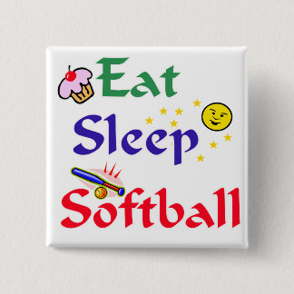 Eat Sleep Softball Button