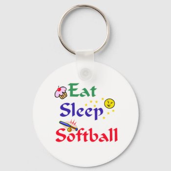 Eat Sleep Softball Keychain by softballgifts at Zazzle