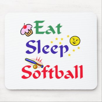 Eat Sleep Softball Mouse Pad by softballgifts at Zazzle